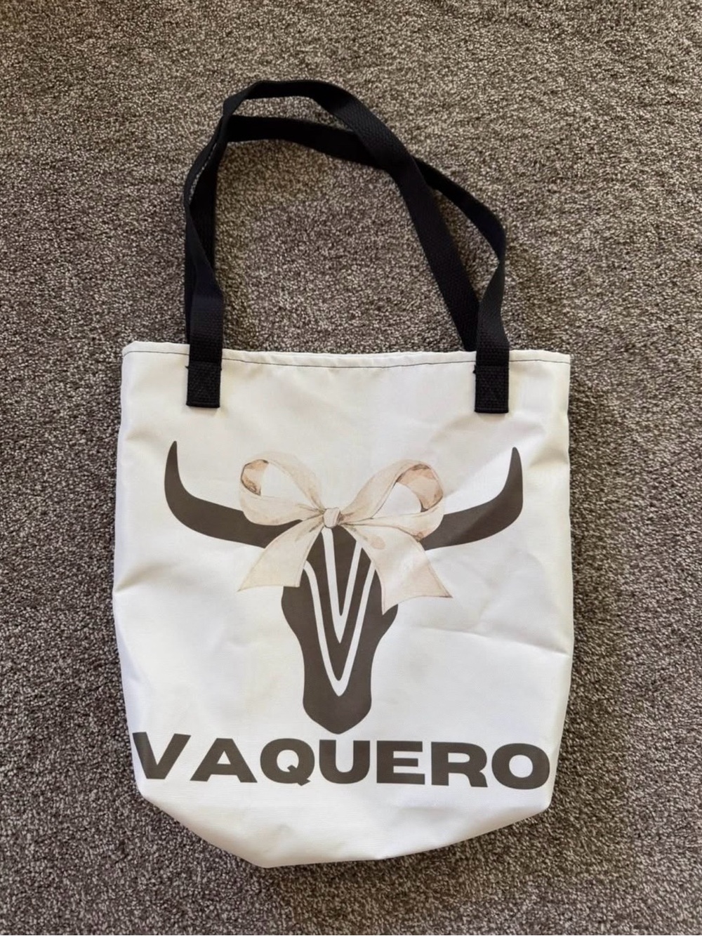 White Canvas Tote Bag with Black Logo